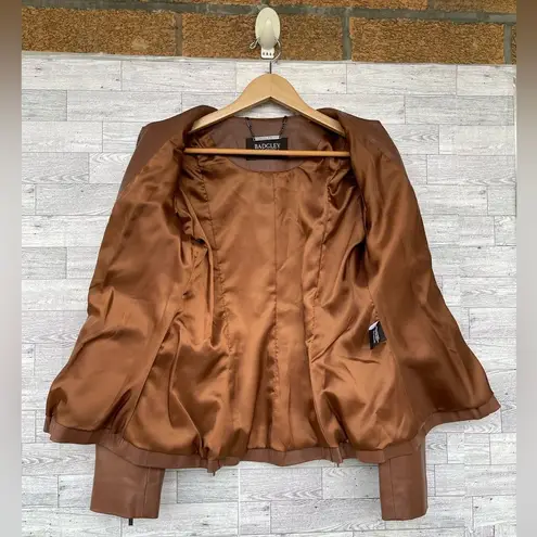 Badgley Mischka
Peplum Leather Jacket in cognac size medium