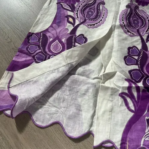 Farm Rio NWOT  Linen Womens Maxi Purple Floral Skirt Size XS Pocket Side Zipper