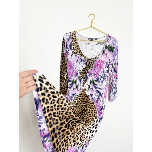 Just Cavalli Roberto Cavalli Y2k Mini Dress Size XL Animal Print Floral 90s Euro