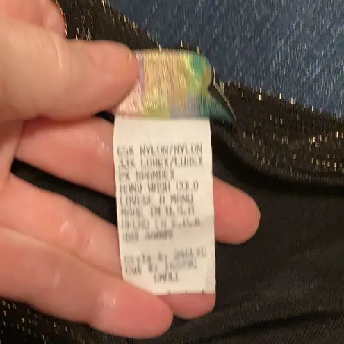 Eye Candy size small versatile gold and black sleeveless stretchy top EUC