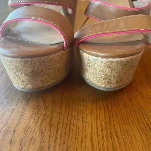 Just Fab cork wedges‎ pink and tan Size 9 GUC! Bin A
