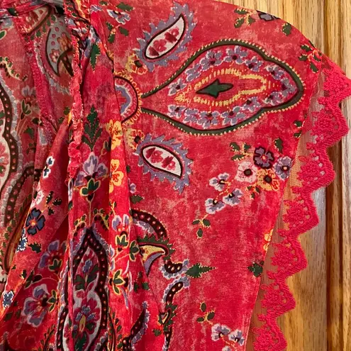 The Kooples Sunrise by Reef Paisley Print Silk Chiffon Mini Dress Pink Size 2