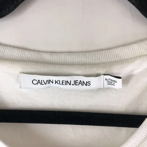 Calvin Klein Jeans Womens Top Sleeveless Sheer Overlay White XL