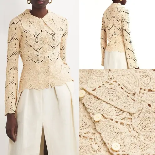 BY MALENE BIRGER Crochet Gwenevere Cardigan Small NWOT Tan