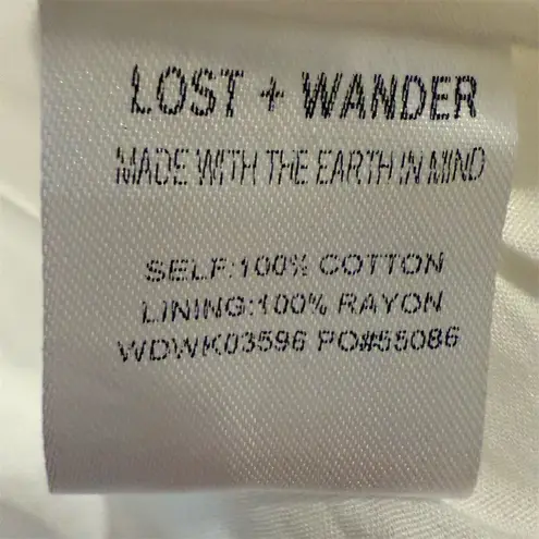 Lost + Wander Women's White Mykonos Mini Dress Size M Short Sleeve