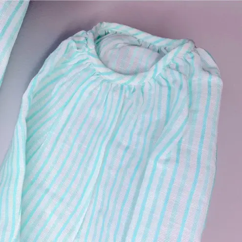 Massimo Dutti Cyan Off-the-Shoulder Linen Top