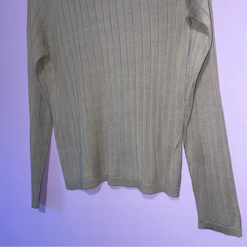Silx Silk Knit Ribbed Sweater Women M Normcore Neutral Minimalist Contemporary Tan Size M