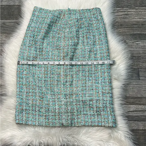 Escada Tweed Boucle Pencil Skirt Blue Size XS