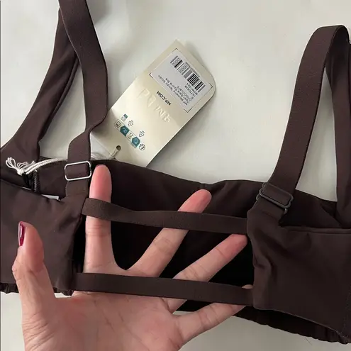 NWT MP Studio Open Back Sports Bra in Chocolate Brown Size Small