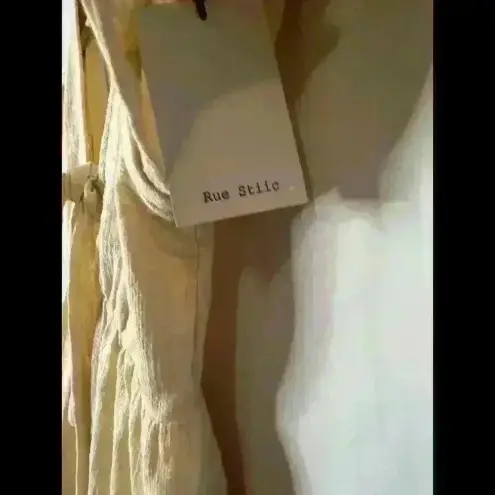 Rue Stiic Anthropologie Linen Ruffle Mini Dress Size L Boho Cream Size L