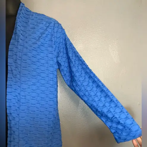 kim rogers  blue stretch textured cardigan