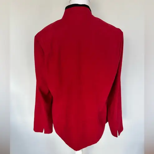 JM Collection Vintage Medium Weight Zip Up Shacket | 12P | Red| Pockets