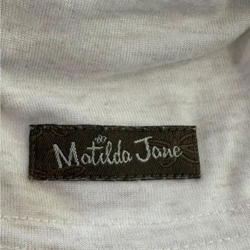 Matilda Jane Narrator Tunic Scoop Neck Long Sleeve Top Shirt Floral Trim Beige