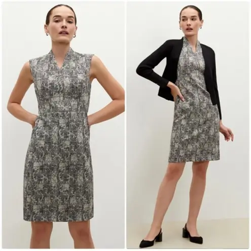 MM.LaFleur Aditi Sheath Dress in Black and White Crackle Print NEW Size 2