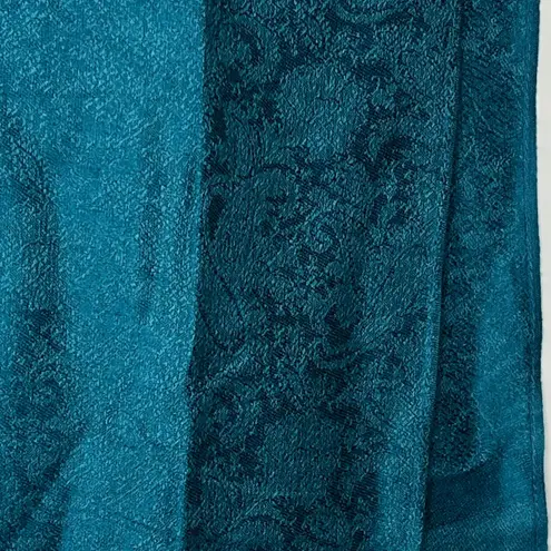 Teal Paisley Scarf 100% Pashmina Fringe Luxury Wrap