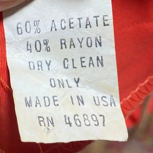 Vintage 80s Midi Sheath Dress Dolman Sleeve Pearl Chain Waist Coral Gold Small Orange