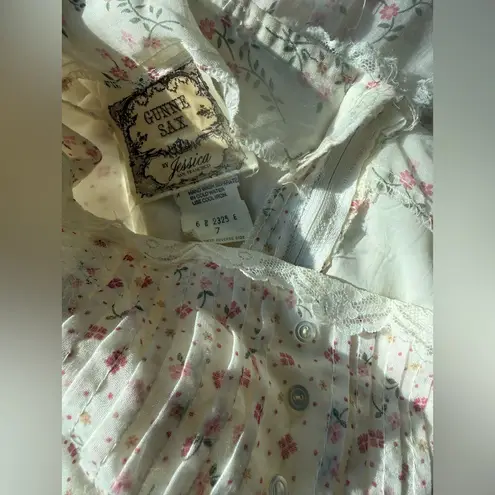 Gunne Sax Vintage 1970s Jessica McClintock Floral Strap Tie Maxi Dress, Size 7