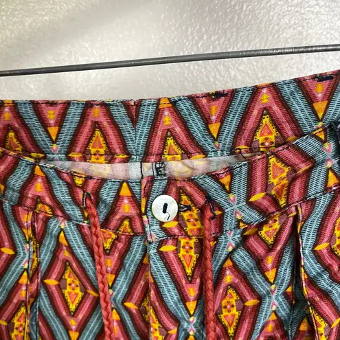 Sundance Kalini Shorts Womens S/M Mixed Print Multi Cuffed Boho Pockets Tassel Orange Size M