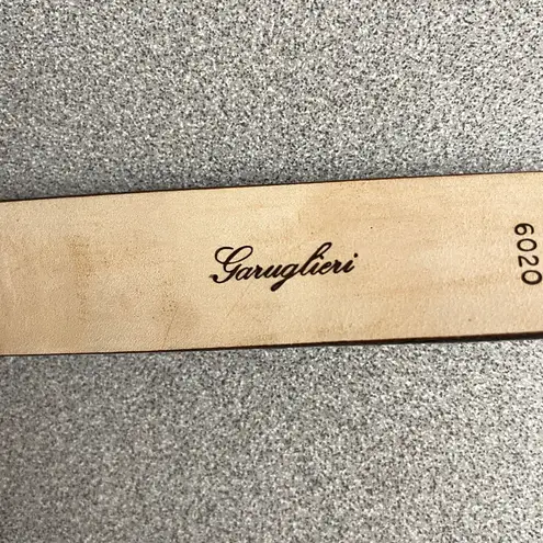 Garuglieri Belt Womens XL Brown Italian Leather Croc Embossed Silver Buckle 1in