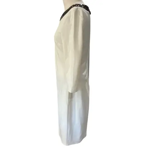 Bisou Bisou Cream Dress with Black Beaded Neckline NEW Size 6