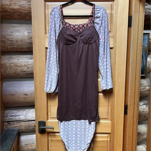 NEW Madden NYC Womens Floral Sheer BodyCon Dress Plus Size XXL Boho Hippie Indie Brown