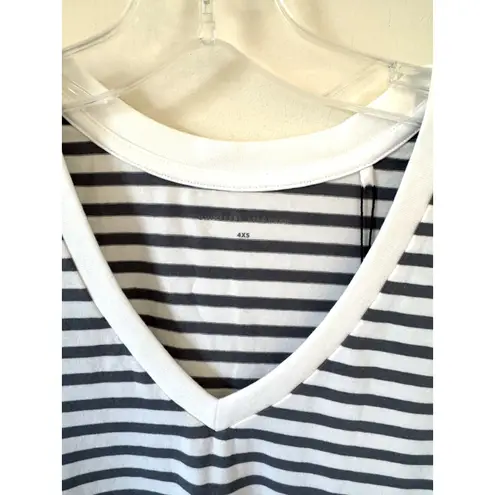 Universal Standard V-Neck Striped T-Shirt White Gray Size 00-0