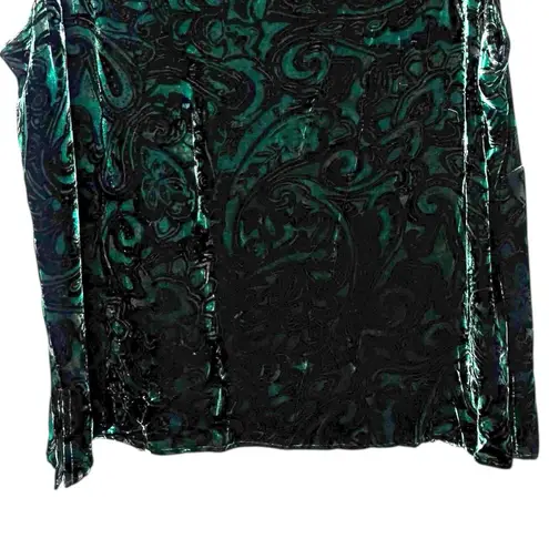 Silk Assets Velvet Paisley Sleeveless Top Women’s 1X Emerald Silk Rayon Babydoll Green