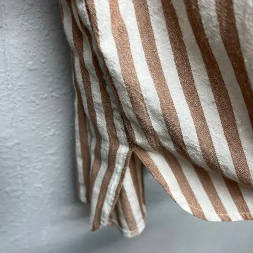 MSJ Striped Shirt Womens 2XL Cotton Business Capsule Workwear Minimalist Relaxed Brown Size XXL