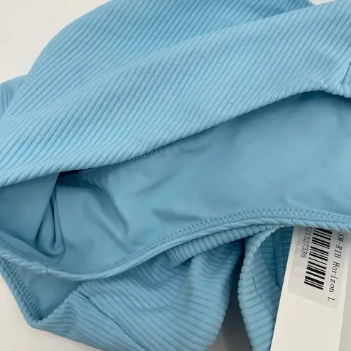 Jonathan Simkhai Swim Bikini Bottom Size Large Ribbed Horizon Blue Belt NWT