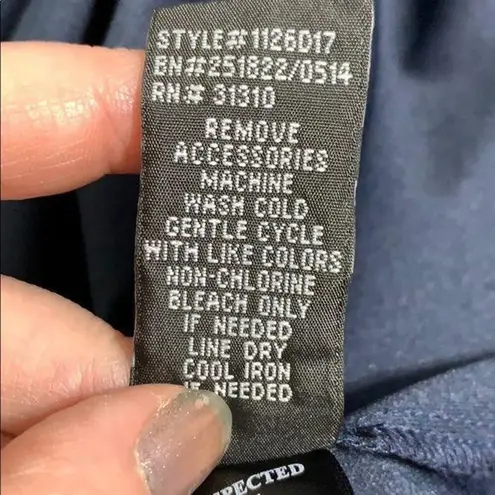 BCX Womens Blouson Dress Sheer Layered Sleeveless Pullover Navy Blue Medium