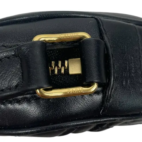 CELINE C Charm Quilted Calfskin Small Crossbody Camera Bag Black Gold 2019