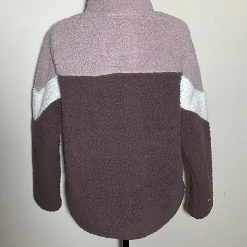 Members Mark Sherpa zip jacket coat Chevron zig zag pink white purple large