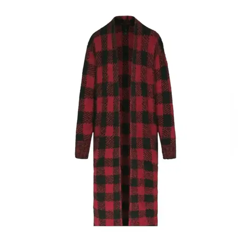 SKIMS NWT Knit Unisex Belted Robe Brick Buffalo Plaid Red Black Size S/M
