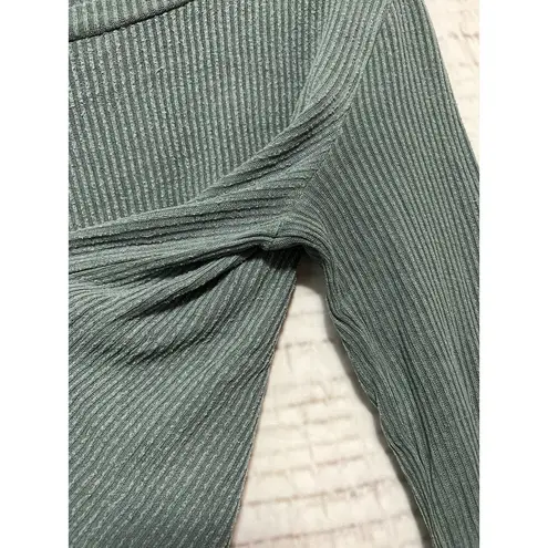 Beyond Yoga Your Line Buttoned Boxy Rib Pullover Teal Long Sleeve - Size Small - Image 2
