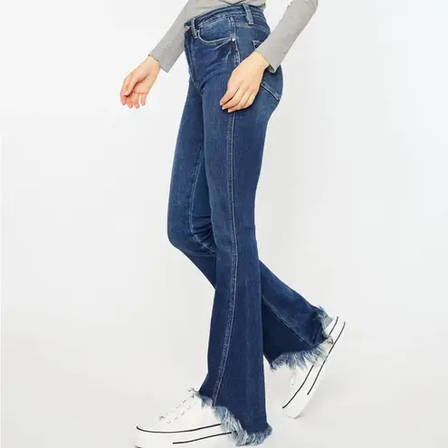 KanCan Brooklyn High Rise Bootcut Jeans Size 7/27 Raw Hem Dark Wash KC5224D Blue
