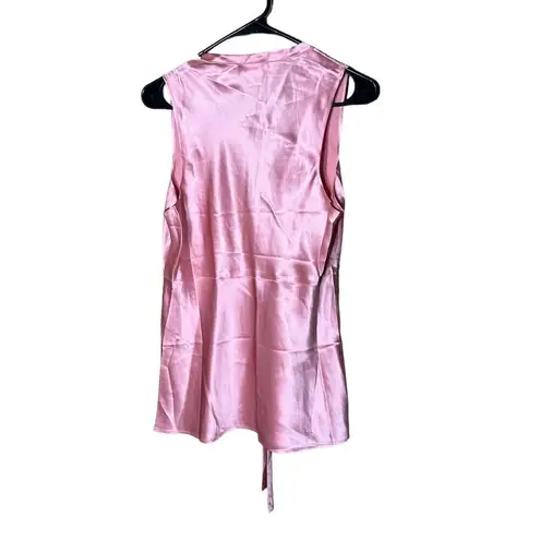 Garnet Hill Tunic 100%Silk Lace Trim Sleeveless V-Neck Pink Top Size 12