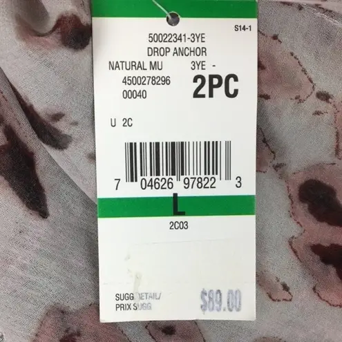 Rachel Roy Woman's Gray Floral Silk Print Swim Cover Up Blouse Top NEW L