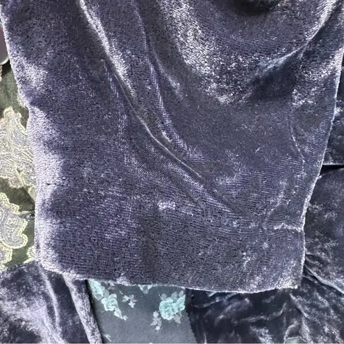 Vintage Y2K 90s Blue Velvet Patchwork Mixed Print Button Front Jacket Size M