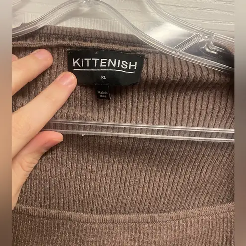 Kittenish Y2K Brown/Neutral Viscose Blend Cropped Knit Sweater Top Size XL