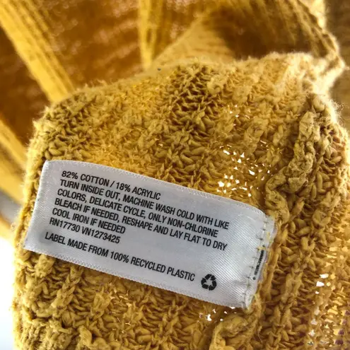 Mossimo Womens Cardigan Sweater Open Front Pockets Textured Yellow XL