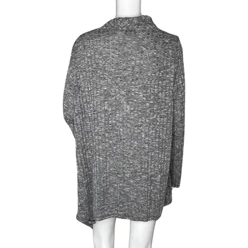 Dana Buchman Sweater Women Large Gray White Marled Cardigan Lagenlook Neutral