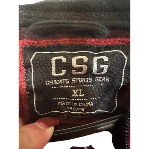 CSG Maroon Cotton Blend Hooded Full Zip Casual Sweat Jacket Men Sz XL Red