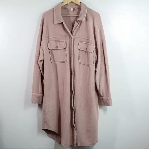 Pilcro Corduroy Shacket Duster Oversized Button Up Long Sleeve Mauve Size L - Image 2