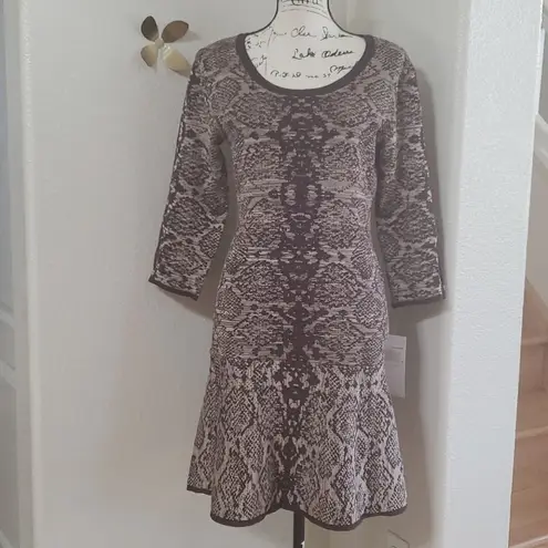 Nina Leonard  Snake Print Fit & Flare Dress