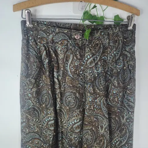 Woolrich Brown Paisley Rayon Pleated Pants