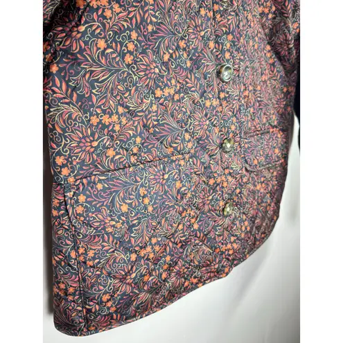 Croft & Barrow Women’s Quilted Jacket  Fall Floral Orange Brown Lightweight M