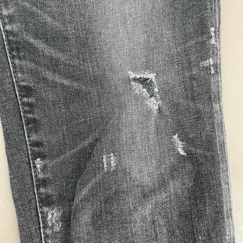 Moussy Vintage Velma Skinny Black Wash Gray Distressed Cropped Denim Jeans 26