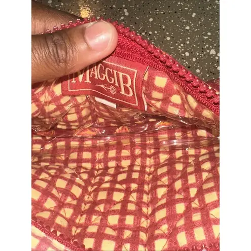 MAGGIB Quilted Makeup Cosmetic Bag Travel Pouch Red Floral