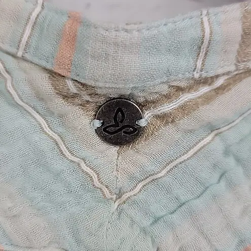 prAna Mint Plaid Button Front Buenos Dias T-Shirt Knee Length Dress Size Small