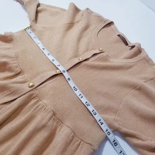 525 America Sparkles Glitters Gold Button Knit Cardigan Top